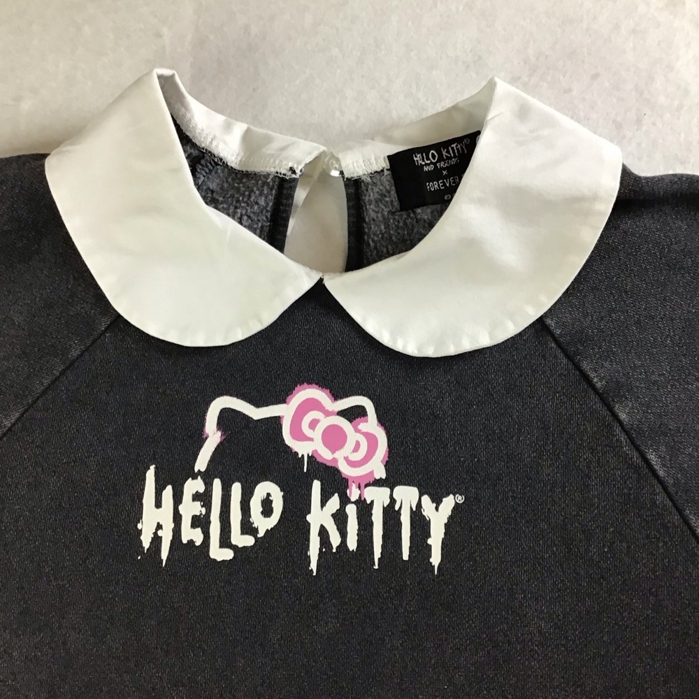 Hello Kitty Forever 21 Charcoal Sweatshirt with White Collar - Picture 5 of 12